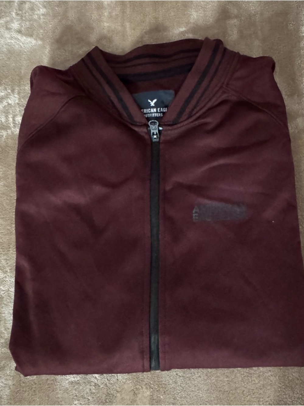 American Eagle Outfitters Men’s Maroon Zip-Up Sweater